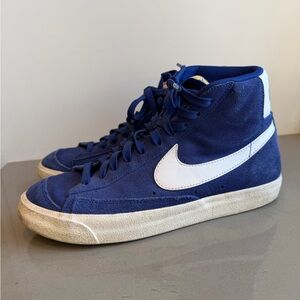 Blue and White High-Top Nike Blazers